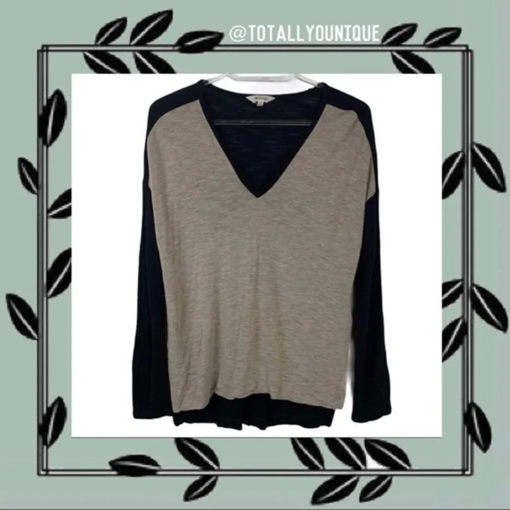 Madewell Color Blocking Long-Sleeve Tan Black